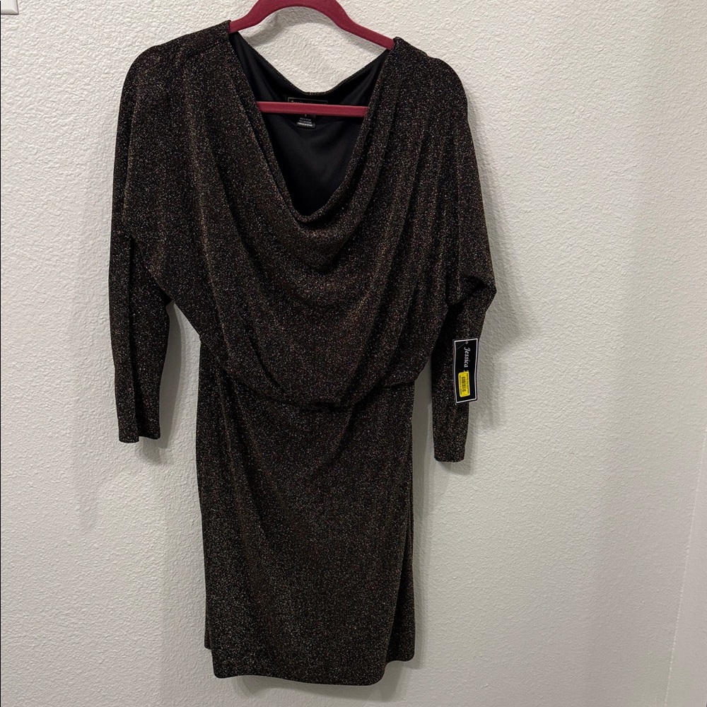 Jessica Howard Shimmering Black Long Sleeve Dress